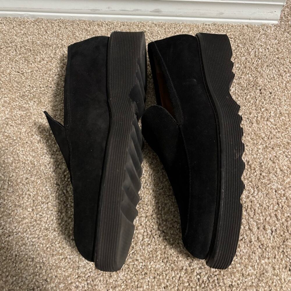 Aquatalia Black Suede Slip On Platform Loafers Size 8.5 - Picture 4 of 9
